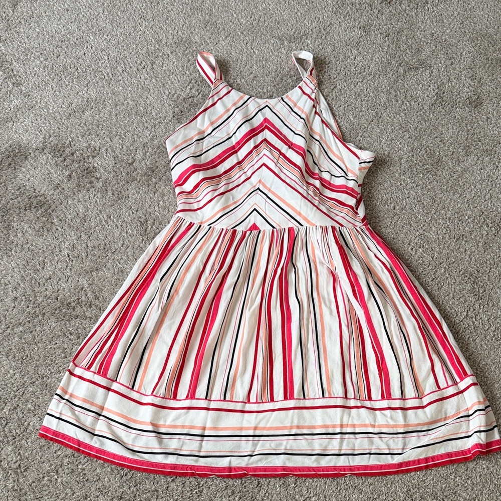 BB Dakota Red and White Striped Casual Dress